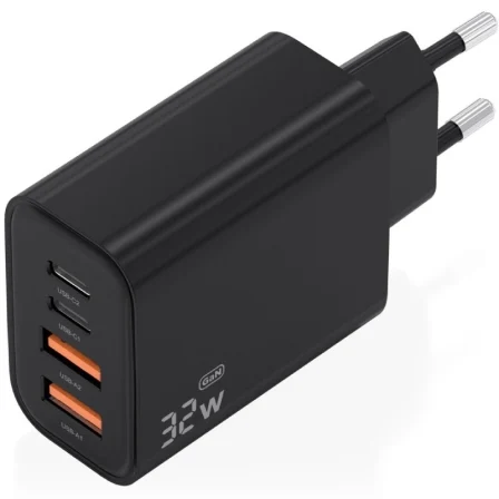 Aisens Cargador GaN 32W con 2xUSB-C y 2xUSB-A Negro Aisens Cargador GaN 32W con 2xUSB-C y 2xUSB-A Negro